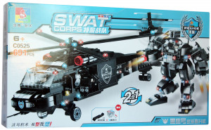 Конструктор Swat Corps Полиция «Вертолёт и робот огневой поддержки»