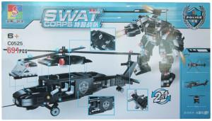 Конструктор Swat Corps Полиция «Вертолёт и робот огневой поддержки»