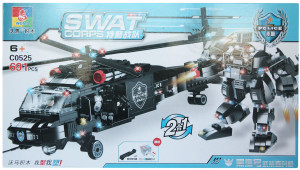 Конструктор Swat Corps Полиция «Вертолёт и робот огневой поддержки»