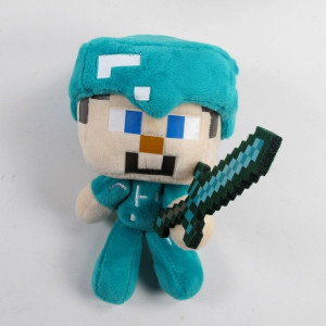 Мягкая игрушка Майнкрафт Стив в алмазных доспехах плюшевый Steve Minecraft, 15 см