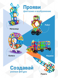 Магнитный конструктор развивающий пластиковый 170 деталей