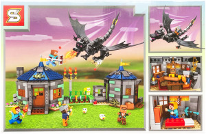 Конструктор Майнкрафт «Нападение дракона на деревенскую хижину»