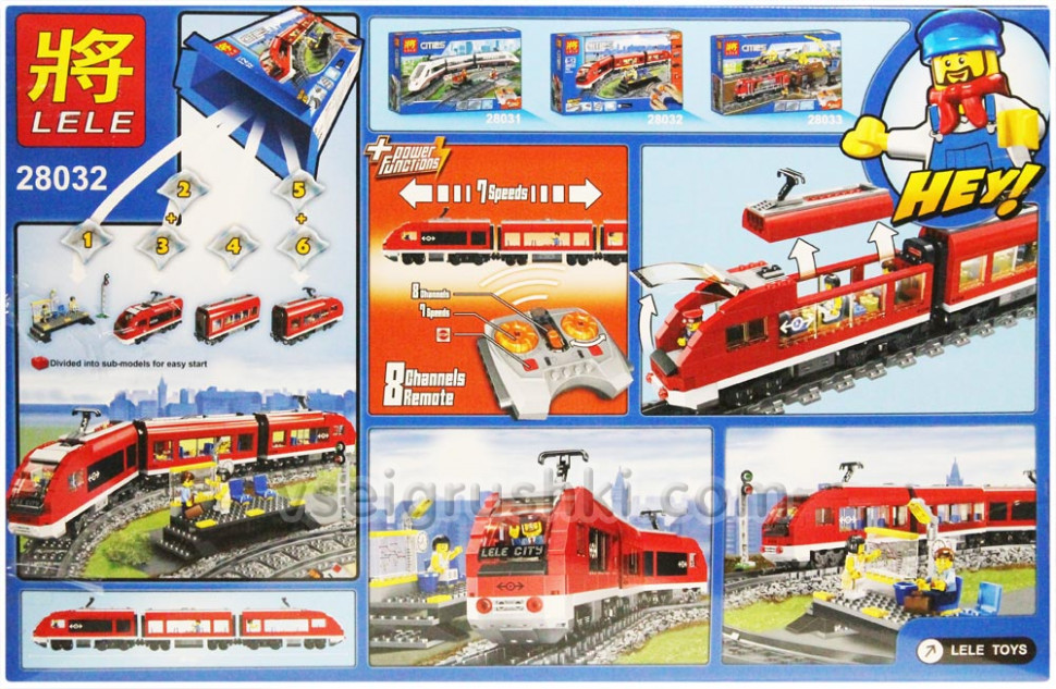 Электромеханический конструктор Cities «Пассажирский Красный поезд», радиоуправляемый