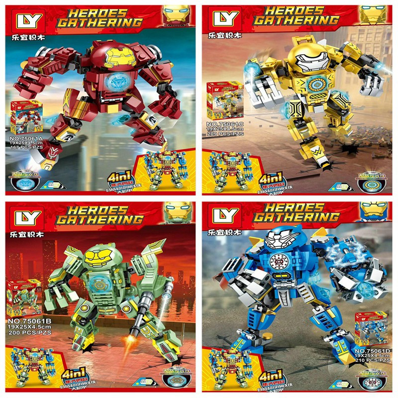 Набор 4 конструкторов Heroes Gathering «Роботы четырёх стихий» 75061