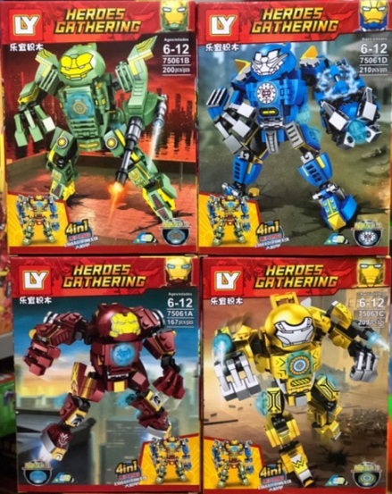 Набор 4 конструкторов Heroes Gathering «Роботы четырёх стихий» 75061