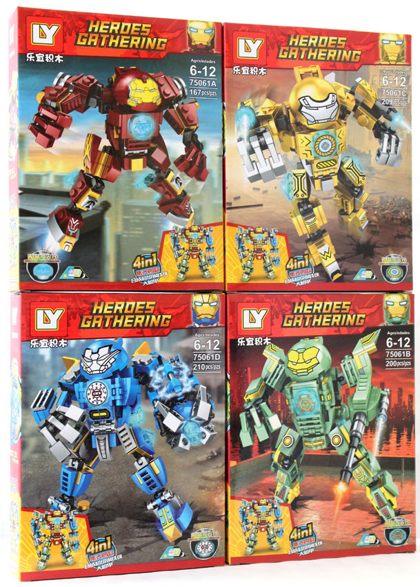 Набор 4 конструкторов Heroes Gathering «Роботы четырёх стихий» 75061