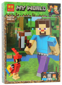 Конструктор Майнкрафт My World Minecraft «Стив с попугаем»