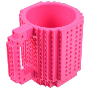 Кружка Build-on Brick Mug «Конструктор» с деталями, розовая