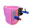 Кружка Build-on Brick Mug «Конструктор» с деталями, розовая