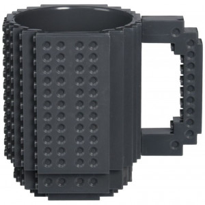 Кружка Build-on Brick Mug «Конструктор» с деталями, черная