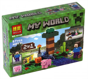 Конструктор Майнкрафт My World Minecraft «Стив с Поросёнком»