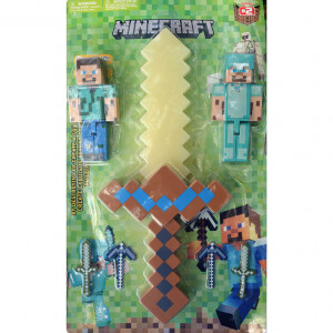 Игровой набор: меч+2 фигурки Стива (свет, звук) Minecraft