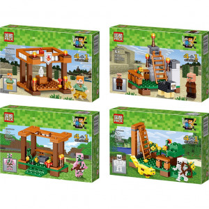 Набор 4 конструктора Майнкрафт «Ферма оцелота»: 7 героев