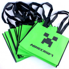Пакет текстильный Майнкрафт зелёный с ручками