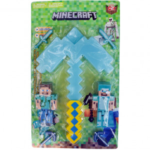 Игровой набор: Алмазная кирка+2 фигурки Стива (свет, звук) Minecraft