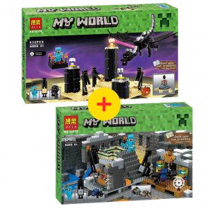 Конструкторы Майнкрафт «Дракон Края» + «Портал в Край»: супернабор №1