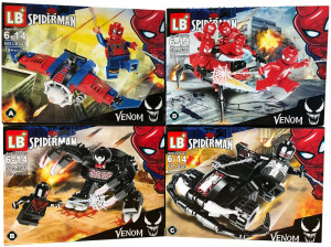 Набор 4 мини-конструкторов Spiderman «Человек-паук против Венома»