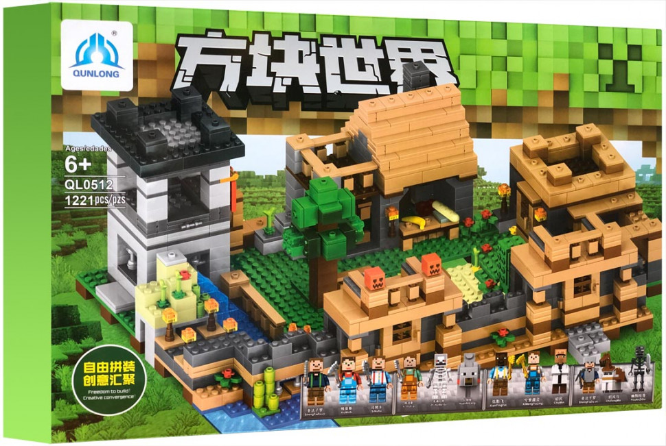 Конструктор Майнкрафт  My World «Защита деревни», 12 минифигурок Qunglong