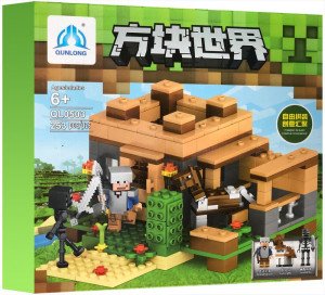 Конструктор Майнкрафт  My World «Защита деревенского дома», 3 минифигурки Qunglong