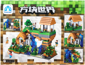 Конструктор Майнкрафт  My World «Дом на водопаде», 8 минифигурок Qunglong