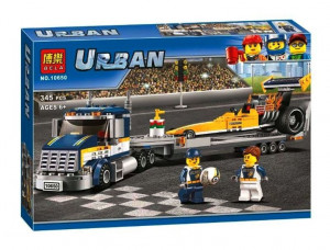 Конструктор Сити Cities «Грузовик для перевозки драгстера»