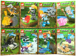 Набор 8 конструкторов Майнкрафт «Герои с питомцами»: 16 героев