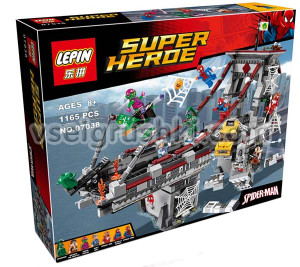 Конструктор Lepin Super Heroe «Дуэль воинов с сетями на мосту»