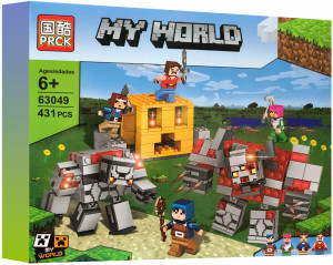 Конструктор Майнкрафт My World «Битва с красным монстром и големом»