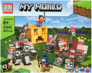 Конструктор Майнкрафт My World «Битва с красным монстром и големом»