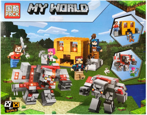 Конструктор Майнкрафт My World «Битва с красным монстром и големом»