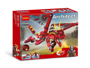 Конструктор Decool Архитектор 3 в 1 «Красный Дракон»