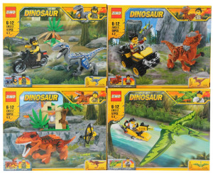 Набор 4 мини-конструкторов Dino World «Фигурки динозавров»