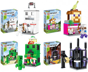 Конструкторы Майнкрафт My World «Хижины персонажей»: 4 шт. в наборе