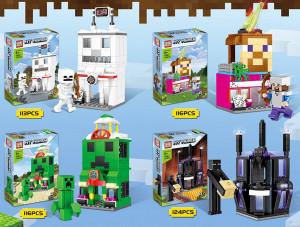 Конструкторы Майнкрафт My World «Хижины персонажей»: 4 шт. в наборе