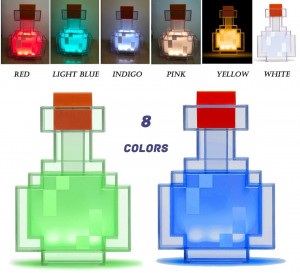 Светильник бутылка для зелья 8 цветов свечения Minecraft