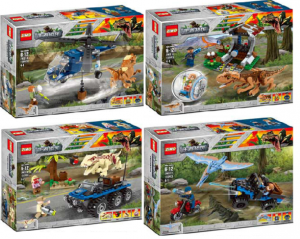 Набор 4 мини-конструктора «Динозавры и транспорт» ZM314